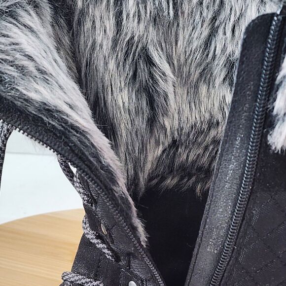 Baretraps Black Womens Sz 10M YALISHA Suede Nylon Faux Fur  Lace Up Snow Boots - Picture 10 of 16